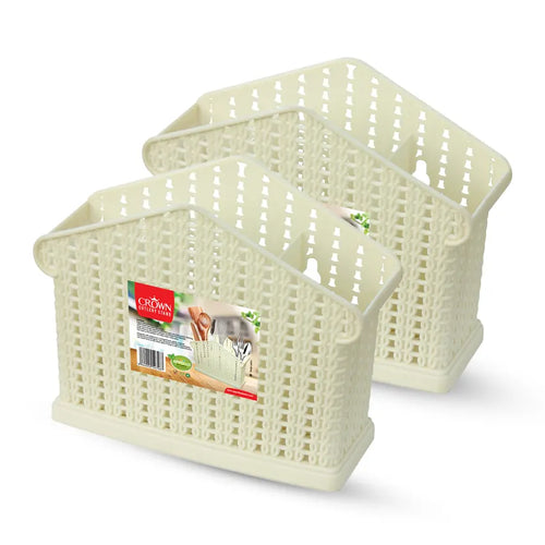 Crown Cutlery Stand 2 pc set Cream