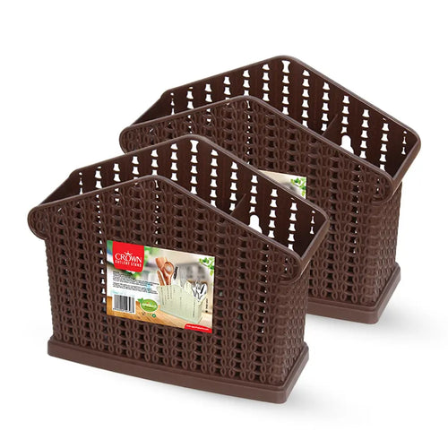 Crown Cutlery Stand 2 pc set brown