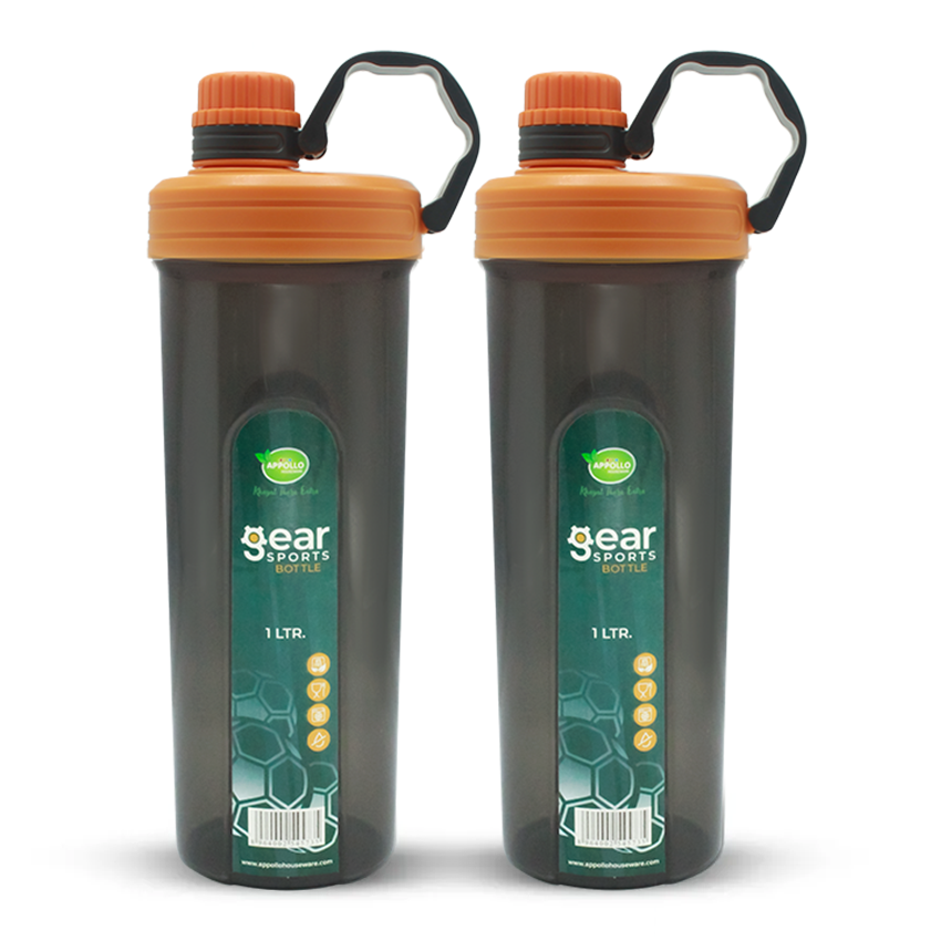 Gear Sports Water Bottle Large Pack of 2 in Orange - (1 Liter)