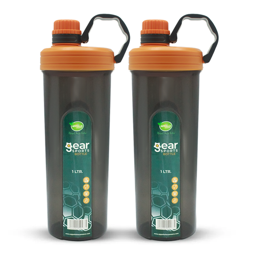 Gear Sports Water Bottle Large Pack of 2 in Orange - (1 Liter)